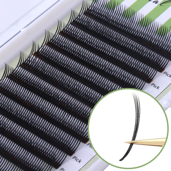 Mengfan China Doll Lashes Manufacturer PBT Heat Bonded Spikes Lashes Stem Silk Mink Volume Fan Premade Eyelashes Fairy Cluster Lashes